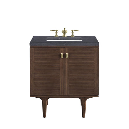 James Martin - Amberly 30" Single Vanity, Mid-Century Walnut w/ 3 CM Charcoal Soapstone Top - 670-V30-WLT-3CSP view 1