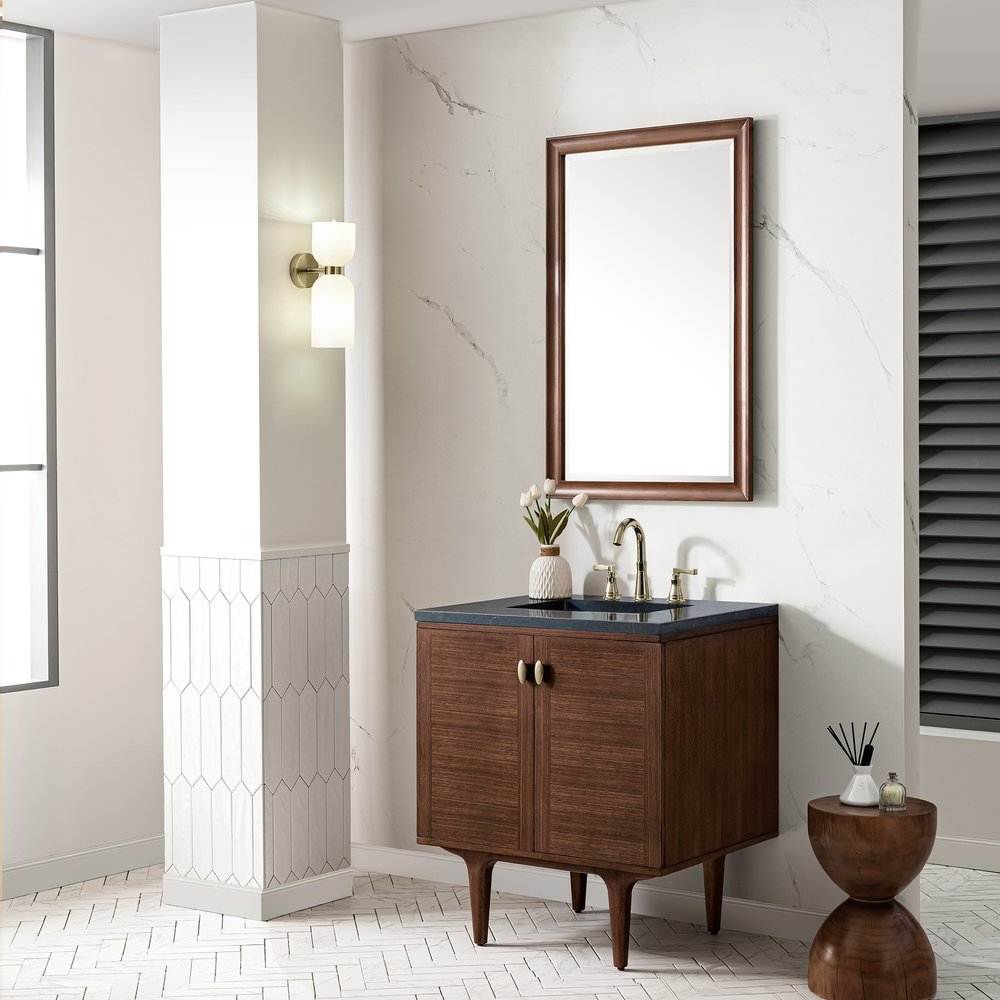 James Martin - Amberly 30" Single Vanity, Mid-Century Walnut w/ 3 CM Charcoal Soapstone Top - 670-V30-WLT-3CSP view 7