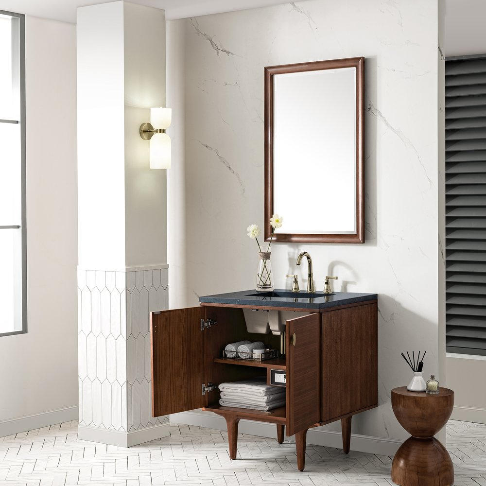 James Martin - Amberly 30" Single Vanity, Mid-Century Walnut w/ 3 CM Charcoal Soapstone Top - 670-V30-WLT-3CSP view 9