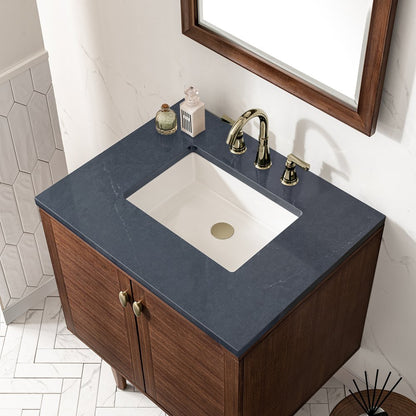 James Martin - Amberly 30" Single Vanity, Mid-Century Walnut w/ 3 CM Charcoal Soapstone Top - 670-V30-WLT-3CSP view 11