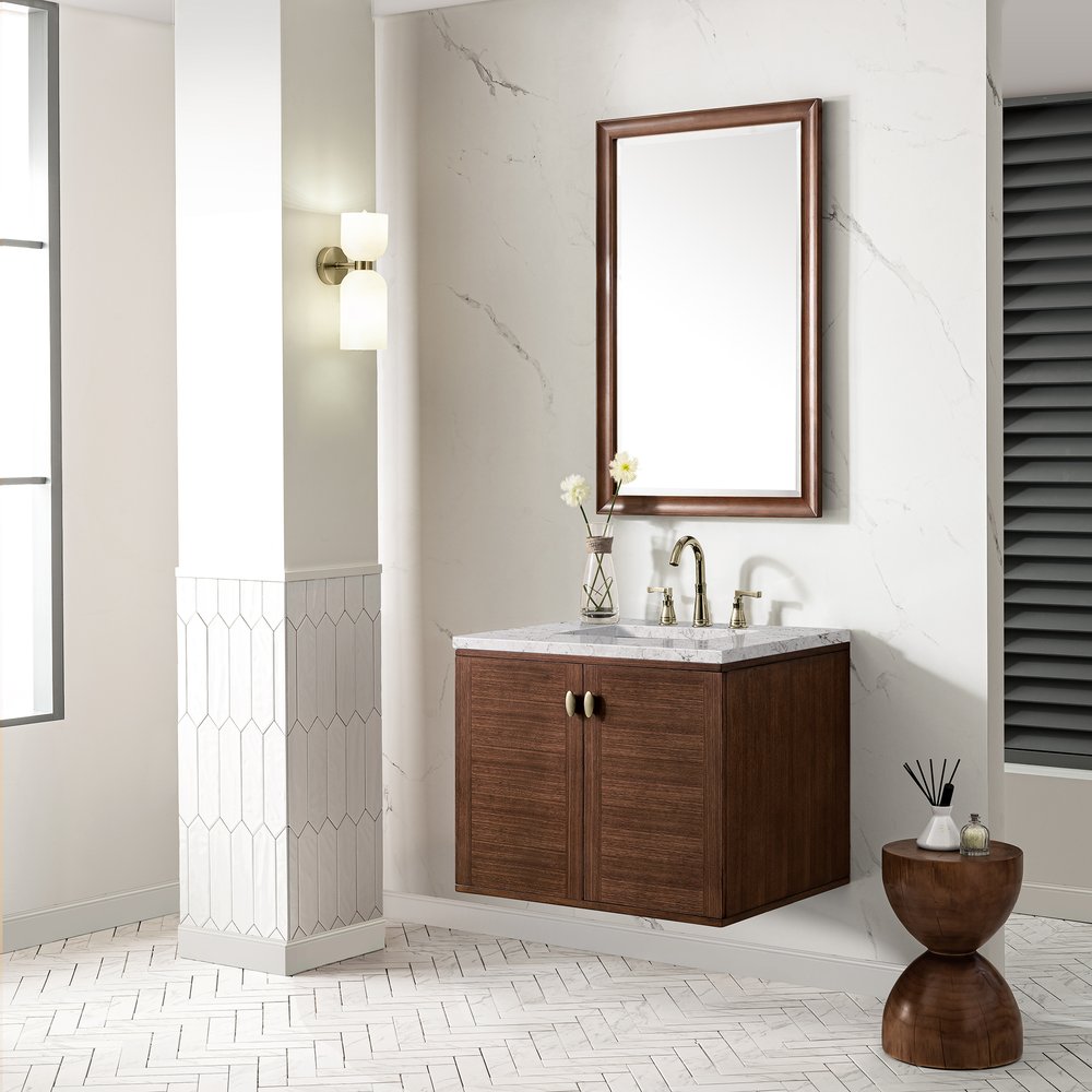 James Martin - Amberly 30" Single Vanity, Mid-Century Walnut w/ 3 CM Eternal Jasmine Pearl Top - 670-V30-WLT-3EJP view 8