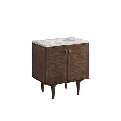 James Martin - Amberly 30" Single Vanity, Mid-Century Walnut w/ 3 CM Eternal Jasmine Pearl Top - 670-V30-WLT-3EJP view 16