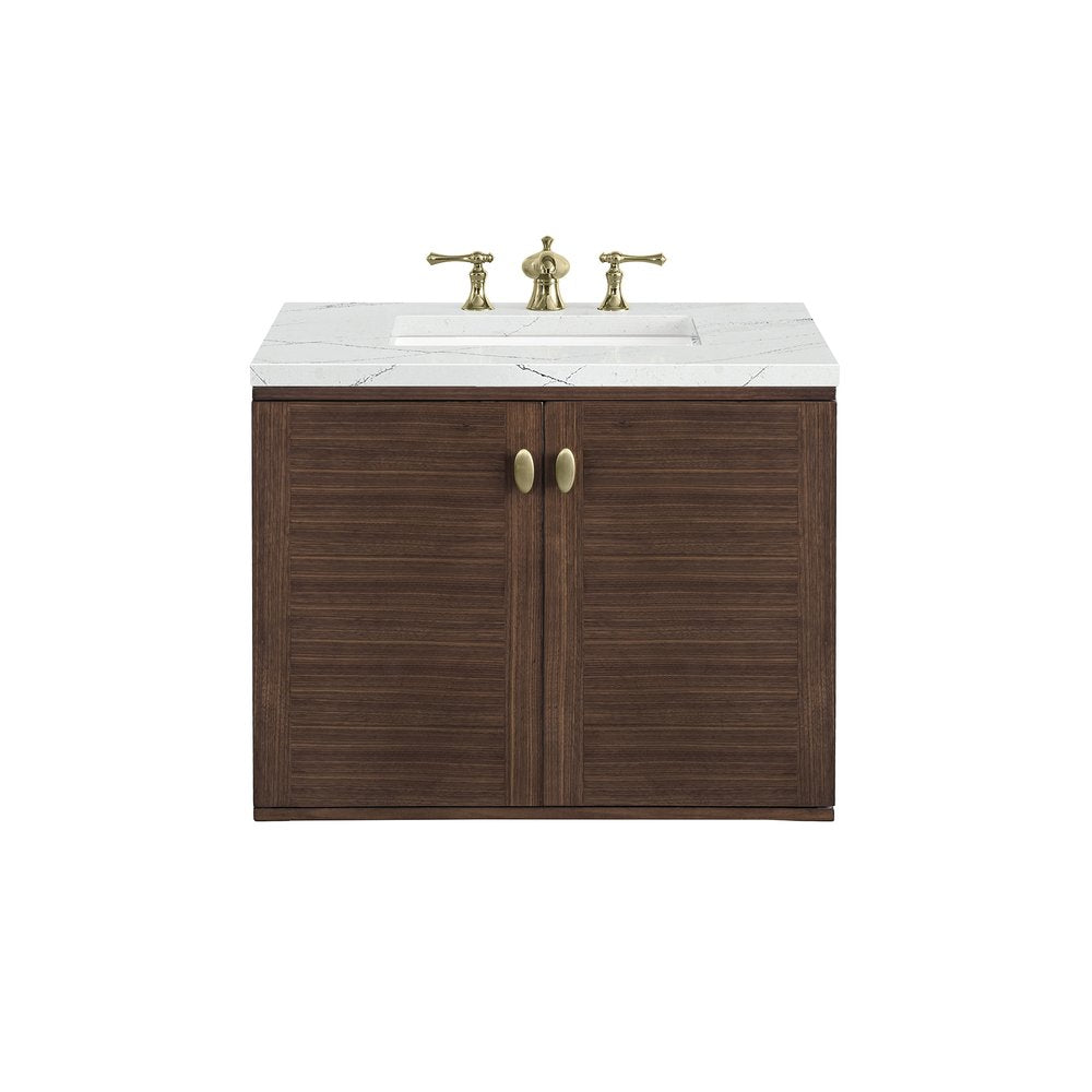James Martin - Amberly 30" Single Vanity, Mid-Century Walnut w/ 3 CM Ethereal Noctis Top - 670-V30-WLT-3ENC view 2