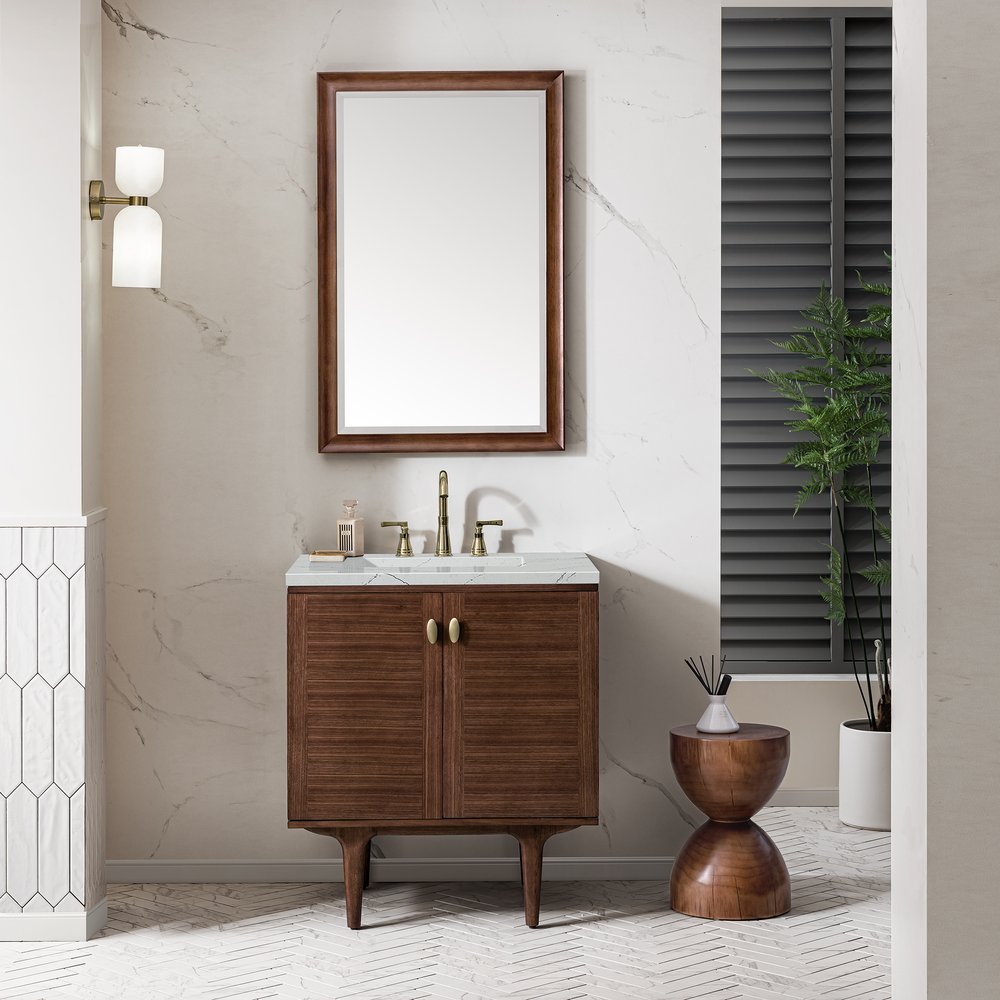 James Martin - Amberly 30" Single Vanity, Mid-Century Walnut w/ 3 CM Ethereal Noctis Top - 670-V30-WLT-3ENC view 5
