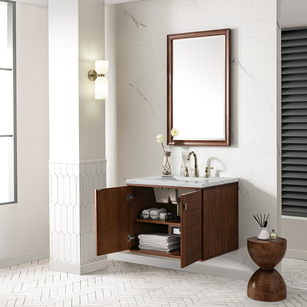James Martin - Amberly 30" Single Vanity, Mid-Century Walnut w/ 3 CM Ethereal Noctis Top - 670-V30-WLT-3ENC view 10