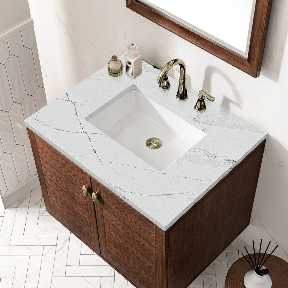 James Martin - Amberly 30" Single Vanity, Mid-Century Walnut w/ 3 CM Ethereal Noctis Top - 670-V30-WLT-3ENC view 12