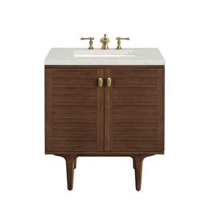James Martin - Amberly 30" Single Vanity, Mid-Century Walnut w/ 3 CM Lime Delight Top - 670-V30-WLT-3LDL view 1