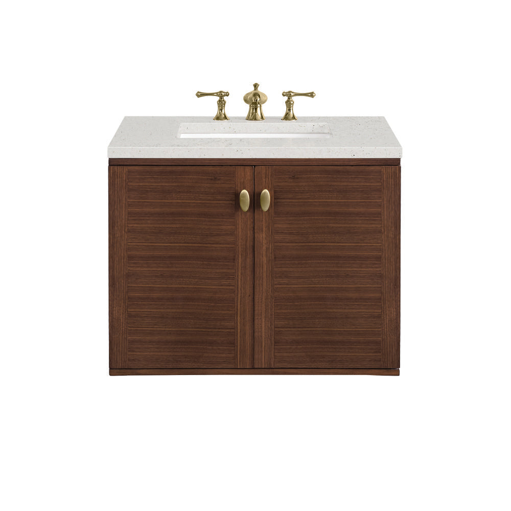 James Martin - Amberly 30" Single Vanity, Mid-Century Walnut w/ 3 CM Lime Delight Top - 670-V30-WLT-3LDL view 2