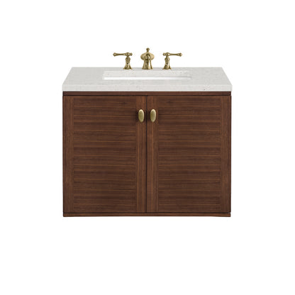 James Martin - Amberly 30" Single Vanity, Mid-Century Walnut w/ 3 CM Lime Delight Top - 670-V30-WLT-3LDL view 2