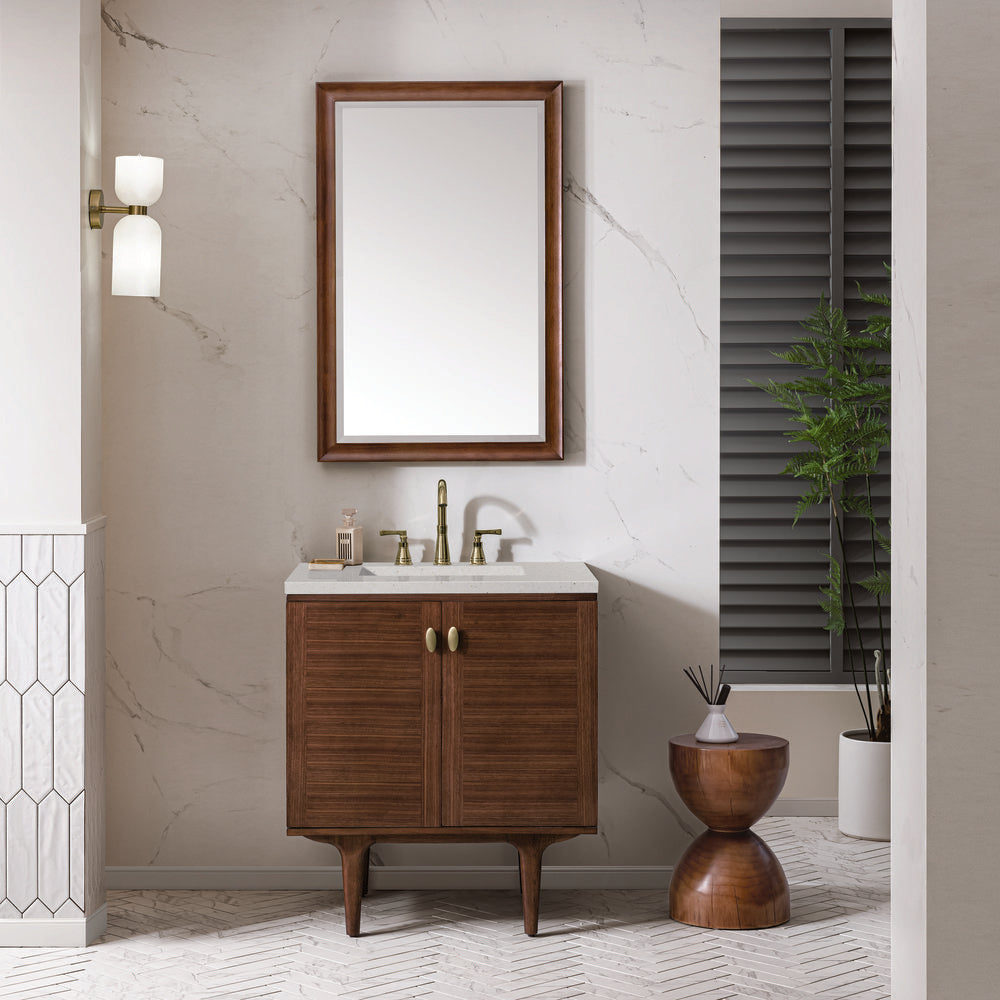 James Martin - Amberly 30" Single Vanity, Mid-Century Walnut w/ 3 CM Lime Delight Top - 670-V30-WLT-3LDL view 5