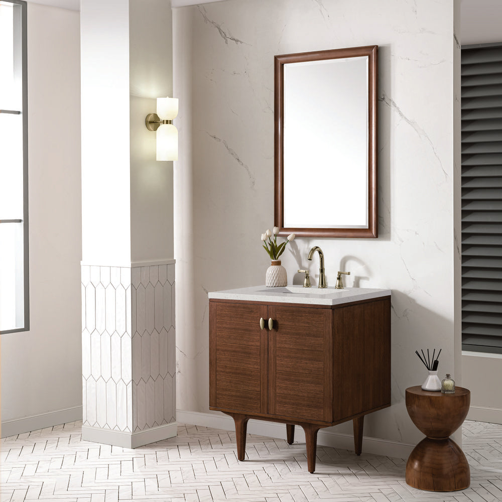 James Martin - Amberly 30" Single Vanity, Mid-Century Walnut w/ 3 CM Lime Delight Top - 670-V30-WLT-3LDL view 7