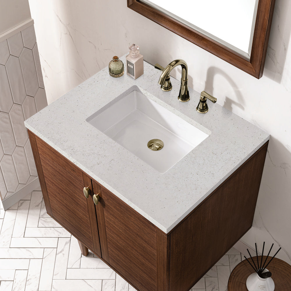James Martin - Amberly 30" Single Vanity, Mid-Century Walnut w/ 3 CM Lime Delight Top - 670-V30-WLT-3LDL view 11