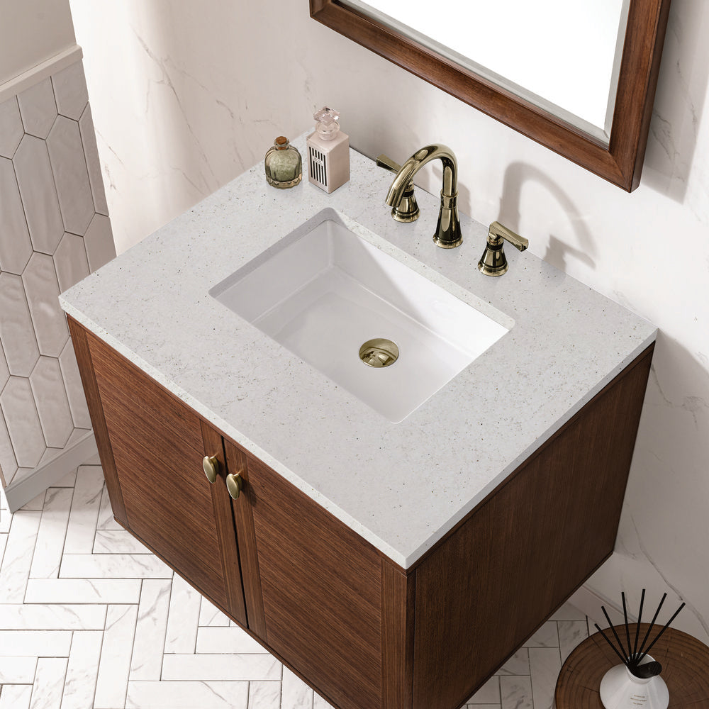 James Martin - Amberly 30" Single Vanity, Mid-Century Walnut w/ 3 CM Lime Delight Top - 670-V30-WLT-3LDL view 12