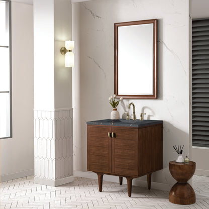 James Martin - Amberly 30" Single Vanity, Mid-Century Walnut w/ 3 CM Parisien Bleu Top - 670-V30-WLT-3PBL view 7