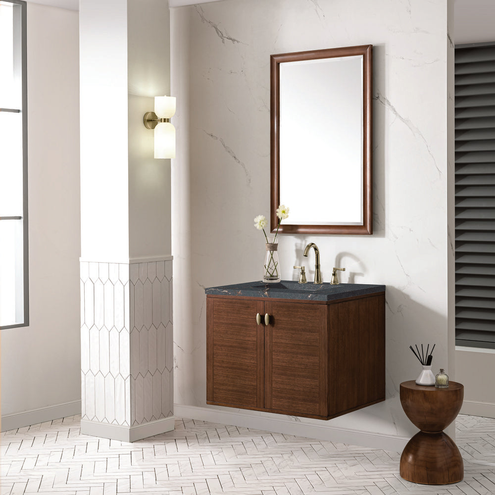 James Martin - Amberly 30" Single Vanity, Mid-Century Walnut w/ 3 CM Parisien Bleu Top - 670-V30-WLT-3PBL view 8