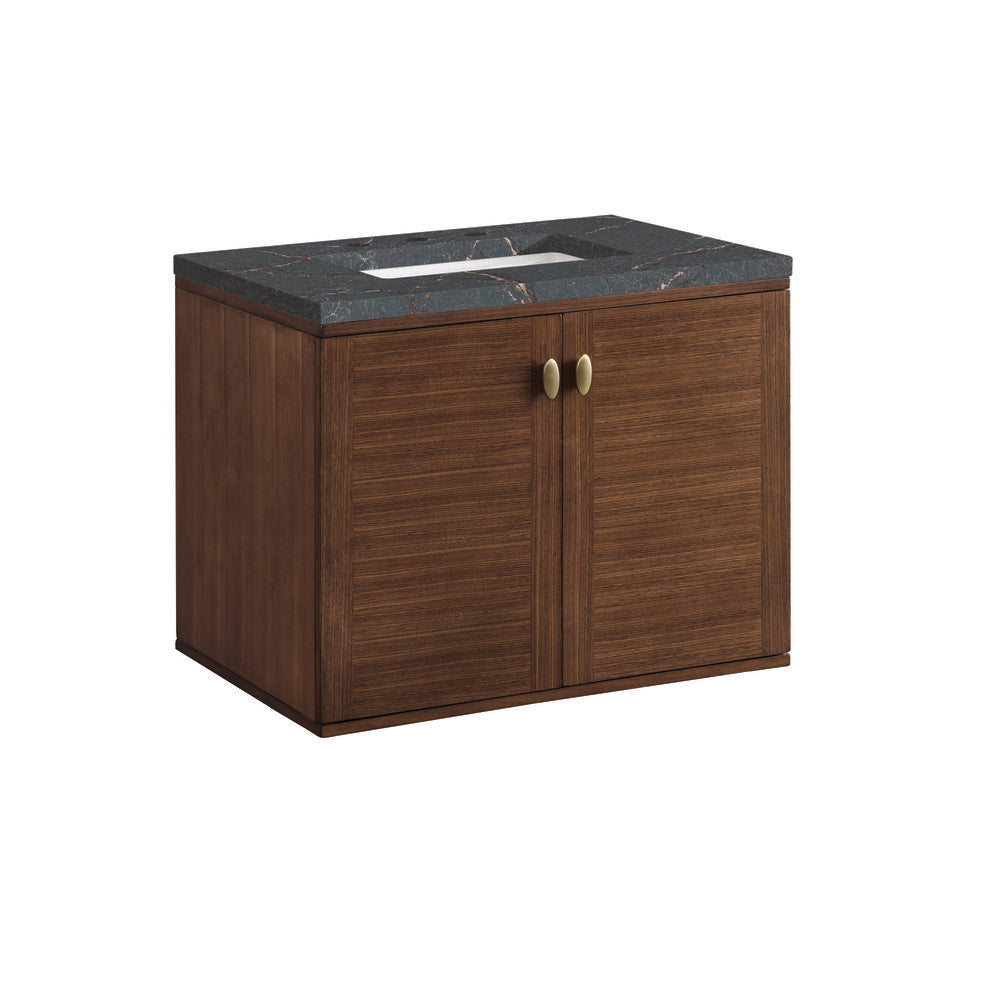 James Martin - Amberly 30" Single Vanity, Mid-Century Walnut w/ 3 CM Parisien Bleu Top - 670-V30-WLT-3PBL view 17