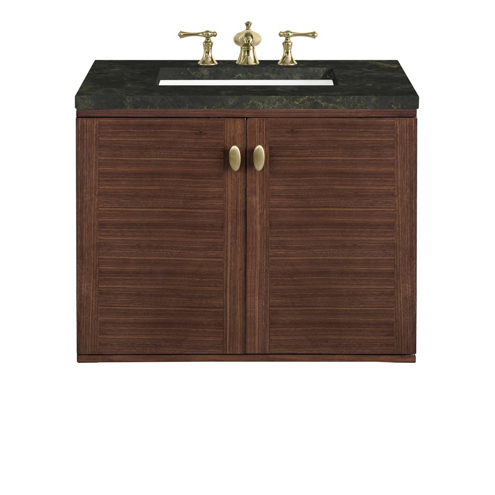 James Martin - Amberly 30" Single Vanity, Mid-Century Walnut, w/ 3 CM Phantome Eclos Top - 670-V30-WLT-3PHT view 2