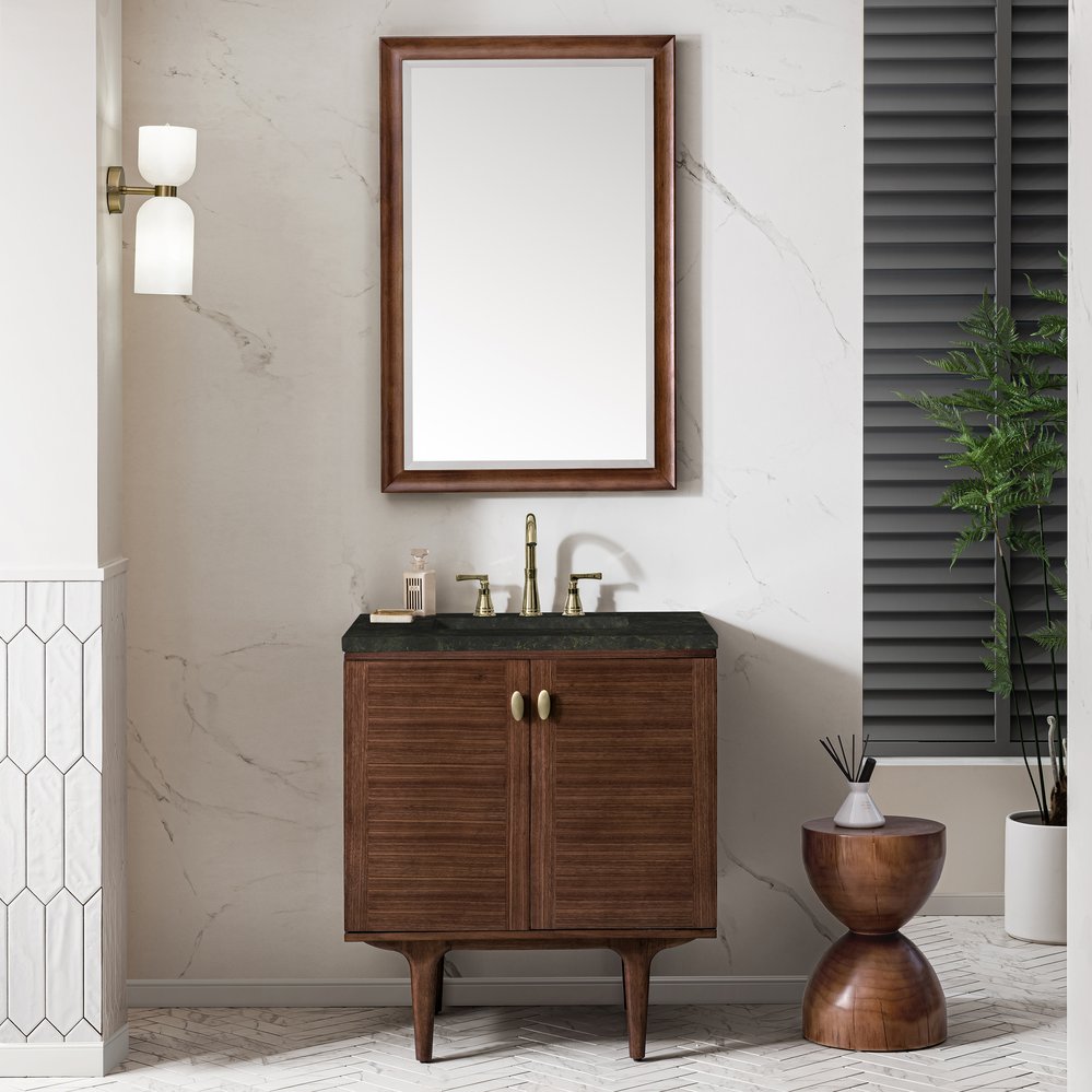 James Martin - Amberly 30" Single Vanity, Mid-Century Walnut, w/ 3 CM Phantome Eclos Top - 670-V30-WLT-3PHT view 5