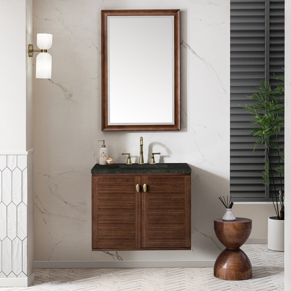 James Martin - Amberly 30" Single Vanity, Mid-Century Walnut, w/ 3 CM Phantome Eclos Top - 670-V30-WLT-3PHT view 6