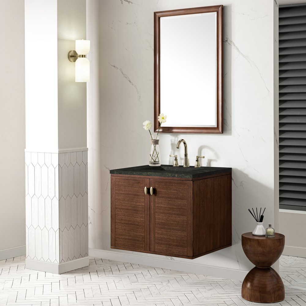 James Martin - Amberly 30" Single Vanity, Mid-Century Walnut, w/ 3 CM Phantome Eclos Top - 670-V30-WLT-3PHT view 8