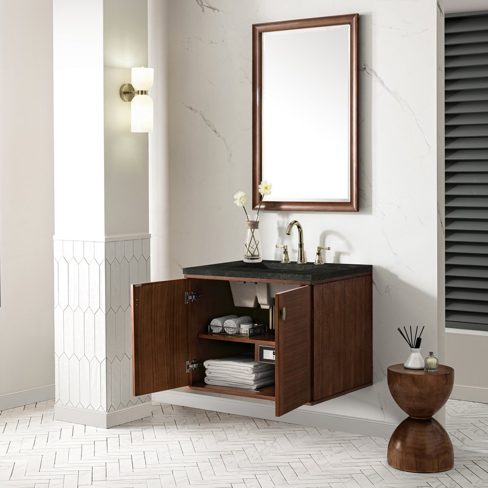 James Martin - Amberly 30" Single Vanity, Mid-Century Walnut, w/ 3 CM Phantome Eclos Top - 670-V30-WLT-3PHT view 10