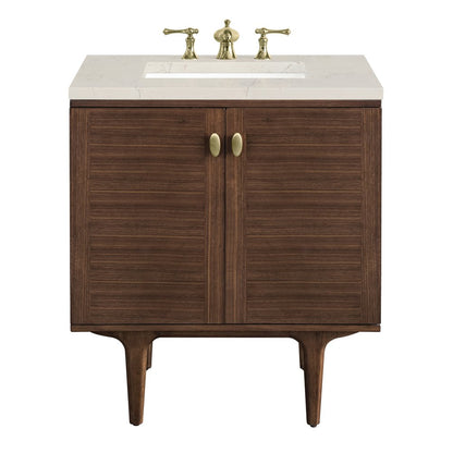 James Martin - Amberly 30" Single Vanity, Mid-Century Walnut, w/ 3 CM Siberian Silestone Top - 670-V30-WLT-3SFR view 1