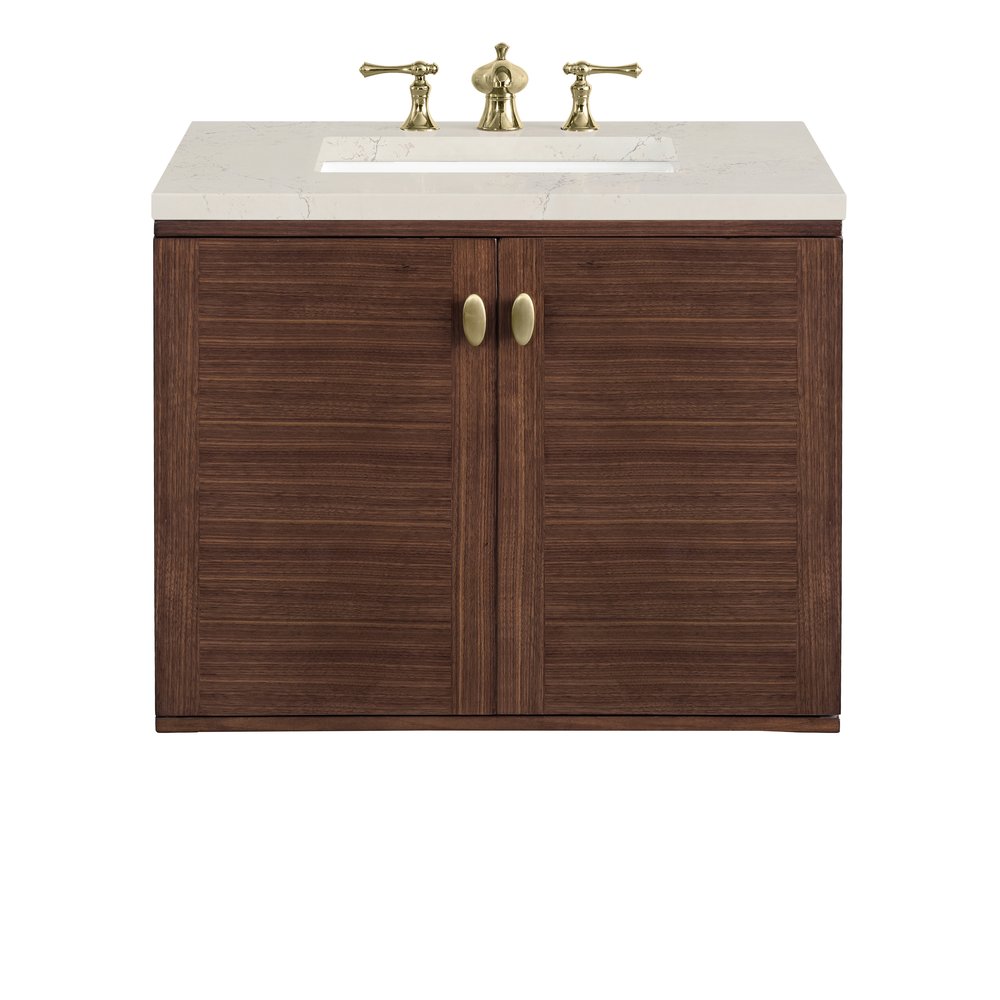 James Martin - Amberly 30" Single Vanity, Mid-Century Walnut, w/ 3 CM Siberian Silestone Top - 670-V30-WLT-3SFR view 2