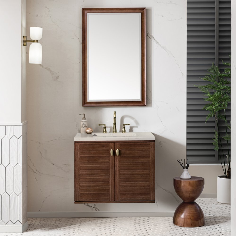 James Martin - Amberly 30" Single Vanity, Mid-Century Walnut, w/ 3 CM Siberian Silestone Top - 670-V30-WLT-3SFR view 6