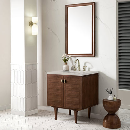 James Martin - Amberly 30" Single Vanity, Mid-Century Walnut, w/ 3 CM Siberian Silestone Top - 670-V30-WLT-3SFR view 7