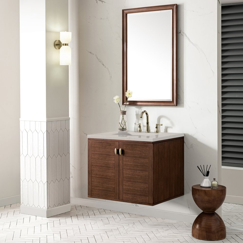 James Martin - Amberly 30" Single Vanity, Mid-Century Walnut, w/ 3 CM Siberian Silestone Top - 670-V30-WLT-3SFR view 8