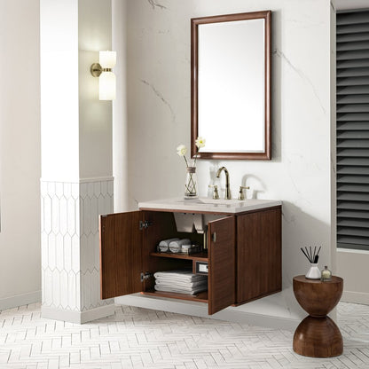James Martin - Amberly 30" Single Vanity, Mid-Century Walnut, w/ 3 CM Siberian Silestone Top - 670-V30-WLT-3SFR view 10
