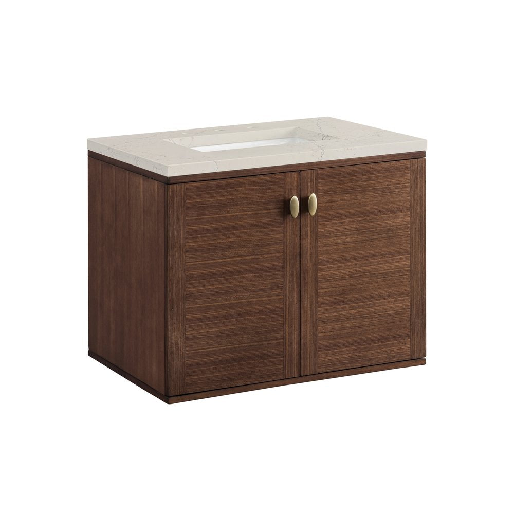 James Martin - Amberly 30" Single Vanity, Mid-Century Walnut, w/ 3 CM Siberian Silestone Top - 670-V30-WLT-3SFR view 17
