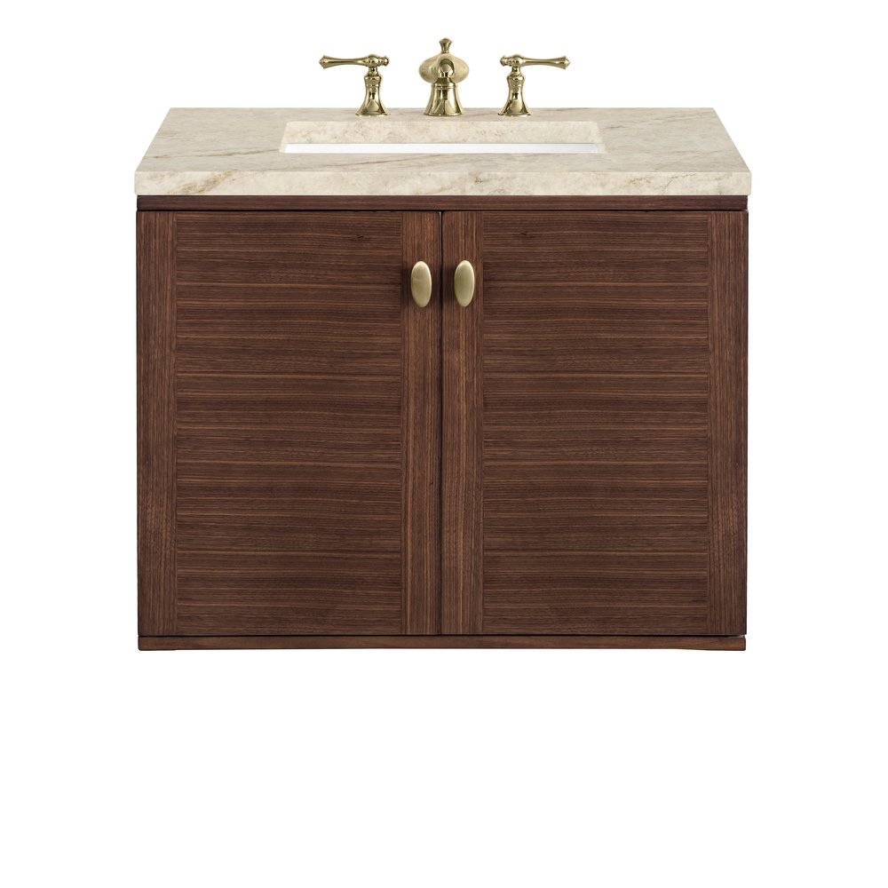 James Martin - Amberly 30" Single Vanity, Mid-Century Walnut, w/ 3 CM Tajnar Eclos Top - 670-V30-WLT-3TJR view 2