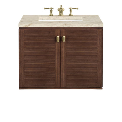 James Martin - Amberly 30" Single Vanity, Mid-Century Walnut, w/ 3 CM Tajnar Eclos Top - 670-V30-WLT-3TJR view 2