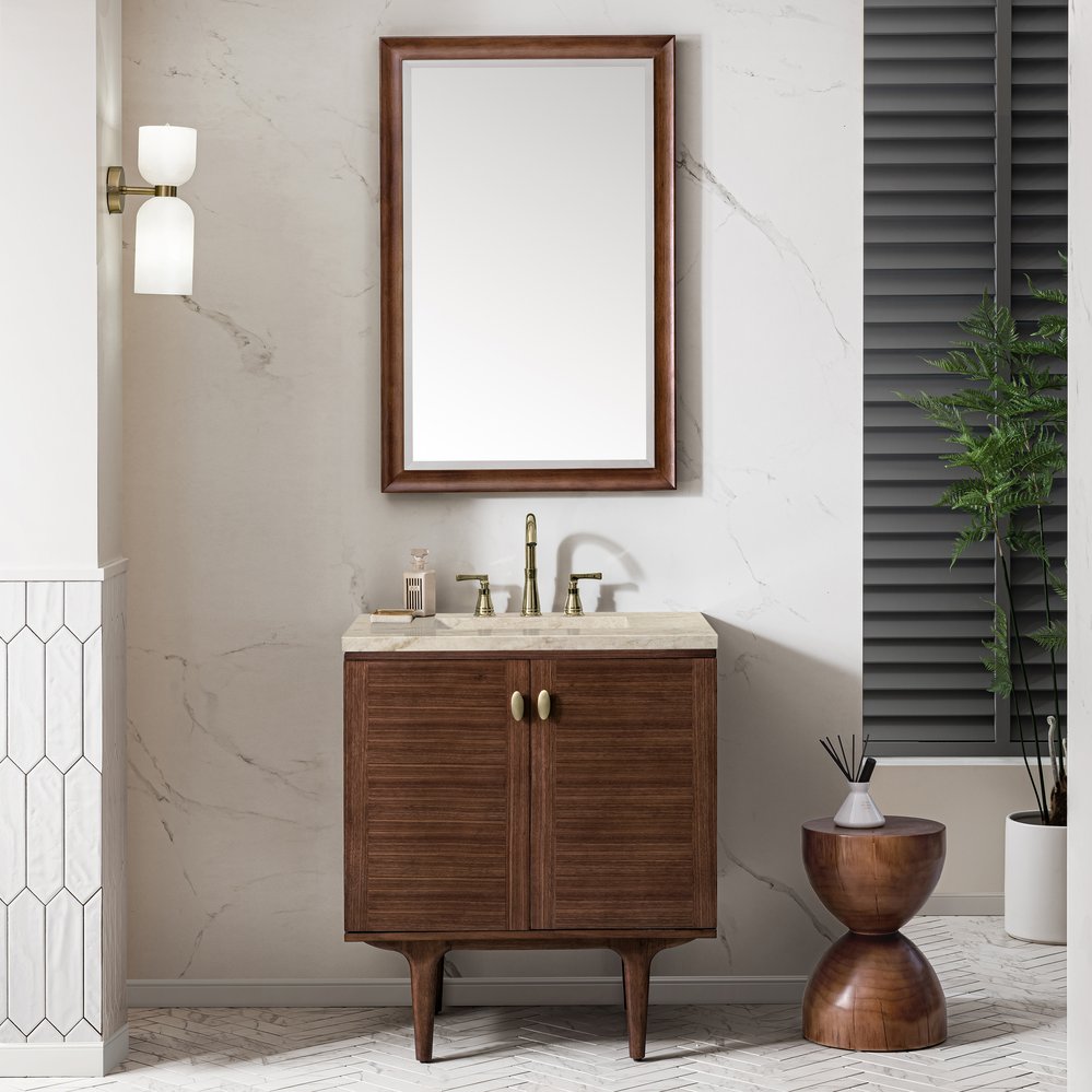 James Martin - Amberly 30" Single Vanity, Mid-Century Walnut, w/ 3 CM Tajnar Eclos Top - 670-V30-WLT-3TJR view 5