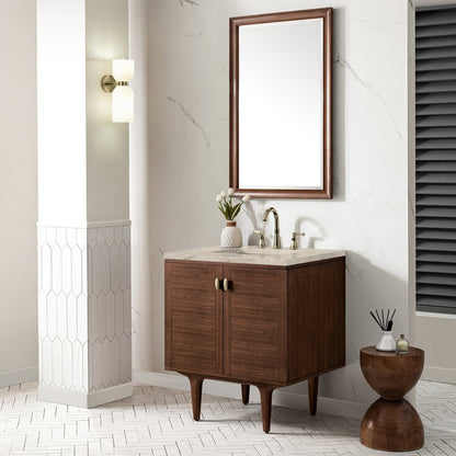 James Martin - Amberly 30" Single Vanity, Mid-Century Walnut, w/ 3 CM Tajnar Eclos Top - 670-V30-WLT-3TJR view 7