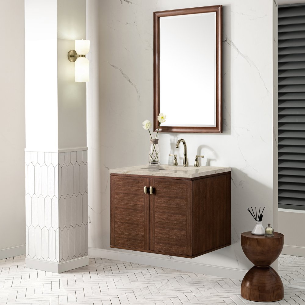 James Martin - Amberly 30" Single Vanity, Mid-Century Walnut, w/ 3 CM Tajnar Eclos Top - 670-V30-WLT-3TJR view 8