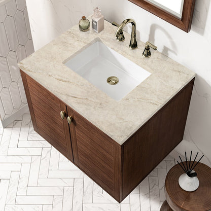 James Martin - Amberly 30" Single Vanity, Mid-Century Walnut, w/ 3 CM Tajnar Eclos Top - 670-V30-WLT-3TJR view 12