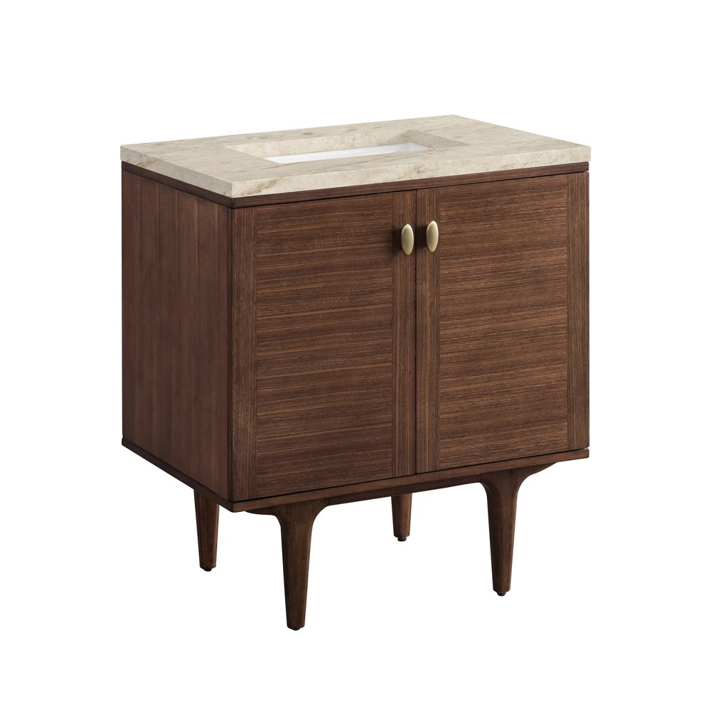 James Martin - Amberly 30" Single Vanity, Mid-Century Walnut, w/ 3 CM Tajnar Eclos Top - 670-V30-WLT-3TJR view 16