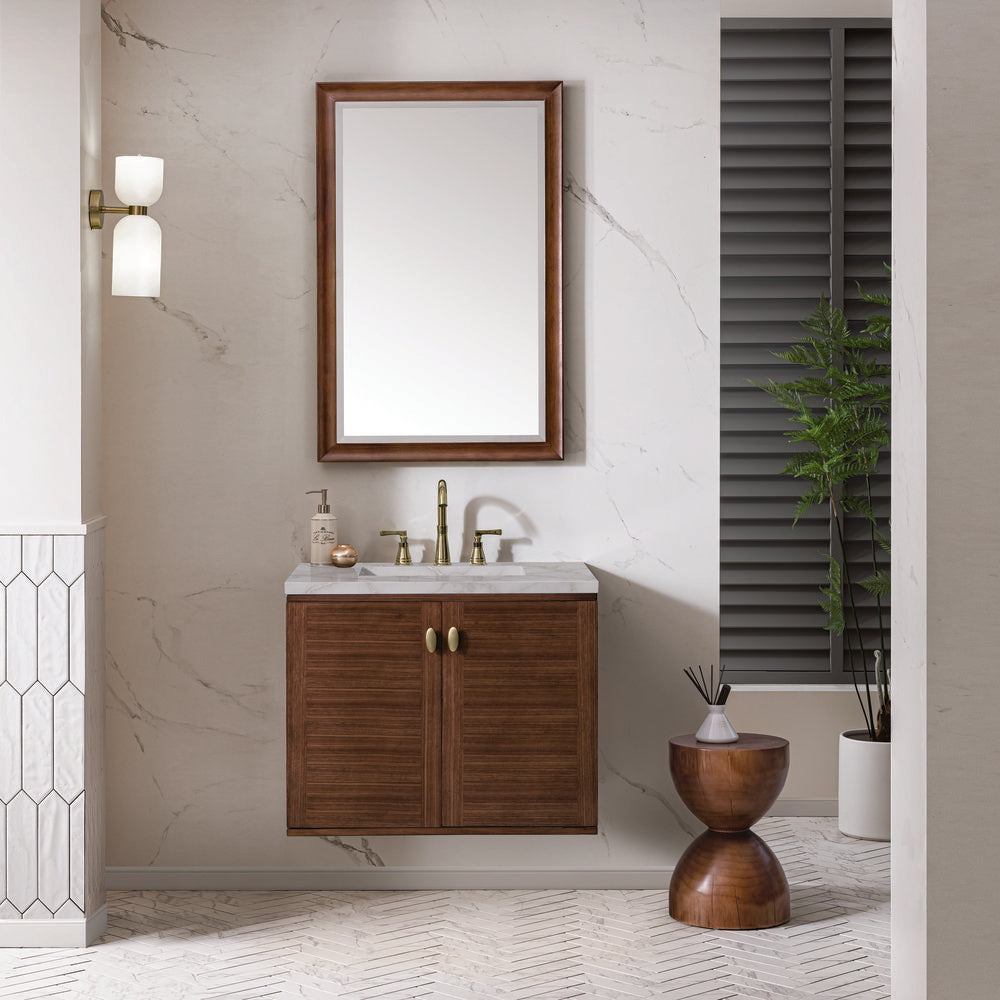 James Martin - Amberly 30" Single Vanity, Mid-Century Walnut w/ 3 CM Victorian Silver Top - 670-V30-WLT-3VSL view 6