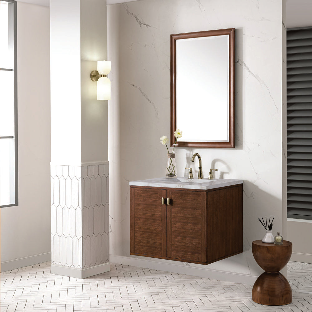James Martin - Amberly 30" Single Vanity, Mid-Century Walnut w/ 3 CM Victorian Silver Top - 670-V30-WLT-3VSL view 8