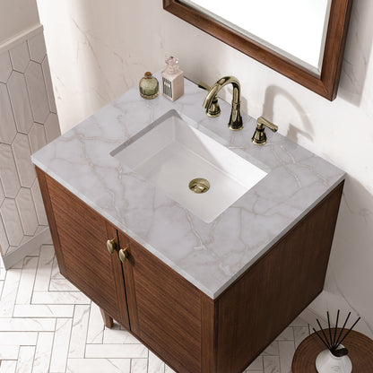 James Martin - Amberly 30" Single Vanity, Mid-Century Walnut w/ 3 CM Victorian Silver Top - 670-V30-WLT-3VSL view 11