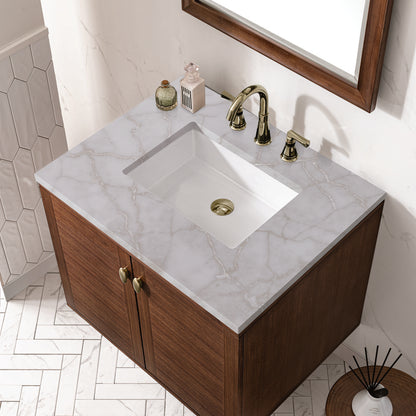 James Martin - Amberly 30" Single Vanity, Mid-Century Walnut w/ 3 CM Victorian Silver Top - 670-V30-WLT-3VSL view 12