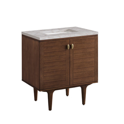James Martin - Amberly 30" Single Vanity, Mid-Century Walnut w/ 3 CM Victorian Silver Top - 670-V30-WLT-3VSL view 16