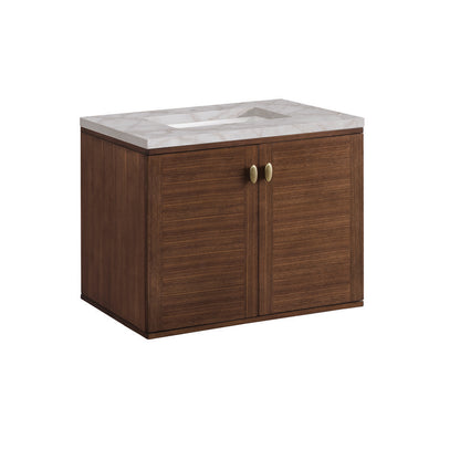 James Martin - Amberly 30" Single Vanity, Mid-Century Walnut w/ 3 CM Victorian Silver Top - 670-V30-WLT-3VSL view 17