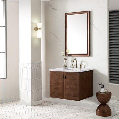 James Martin - Amberly 30" Single Vanity, Mid-Century Walnut w/ 3 CM White Zeus Top - 670-V30-WLT-3WZ view 7