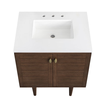 James Martin - Amberly 30" Single Vanity, Mid-Century Walnut w/ 3 CM White Zeus Top - 670-V30-WLT-3WZ view 12