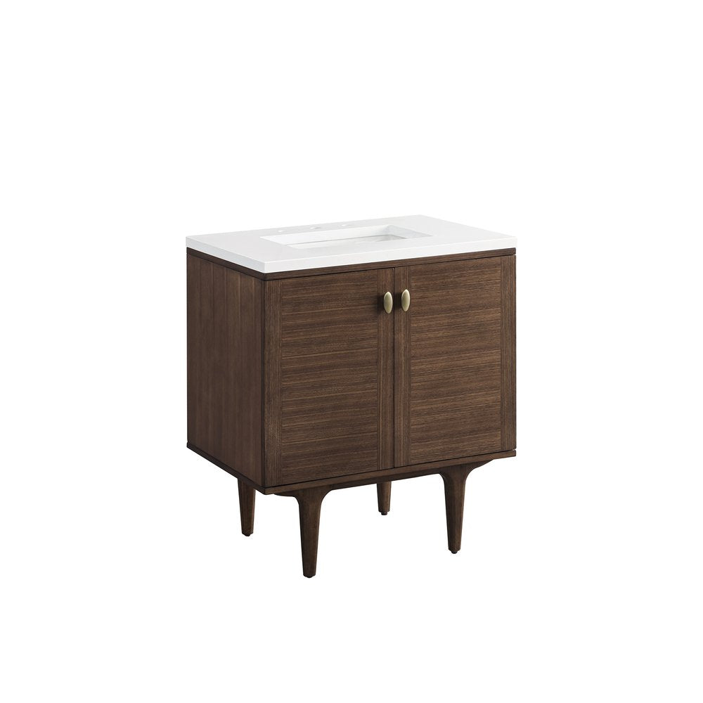 James Martin - Amberly 30" Single Vanity, Mid-Century Walnut w/ 3 CM White Zeus Top - 670-V30-WLT-3WZ view 18