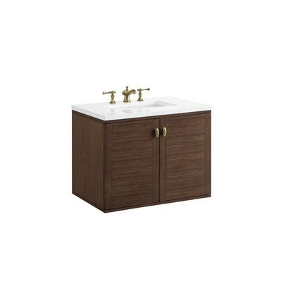 James Martin - Amberly 30" Single Vanity, Mid-Century Walnut w/ 3 CM White Zeus Top - 670-V30-WLT-3WZ view 20
