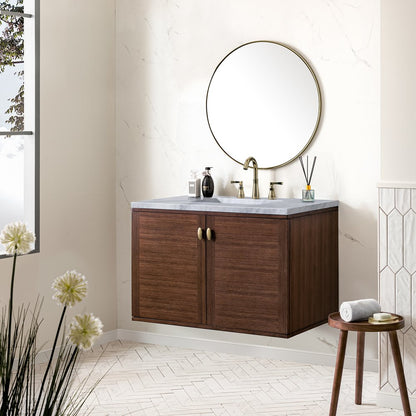 James Martin - Amberly 36" Single Vanity, Mid-Century Walnut w/ 3 CM Carrara Marble Top - 670-V36-WLT-3CAR view 8